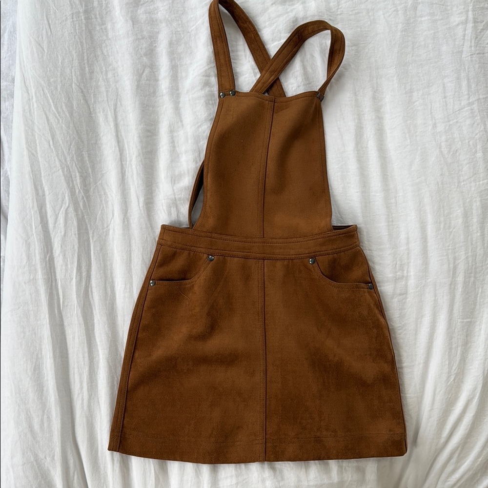 Brown Suede Pinafore Dress/Skirt